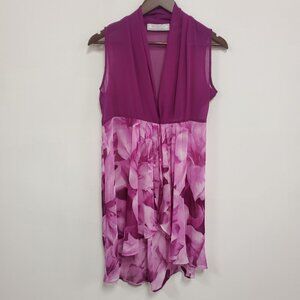 Simonton Says Womens Sheer Babydoll Fairy Top Size XS Purple Floral Whimsical
